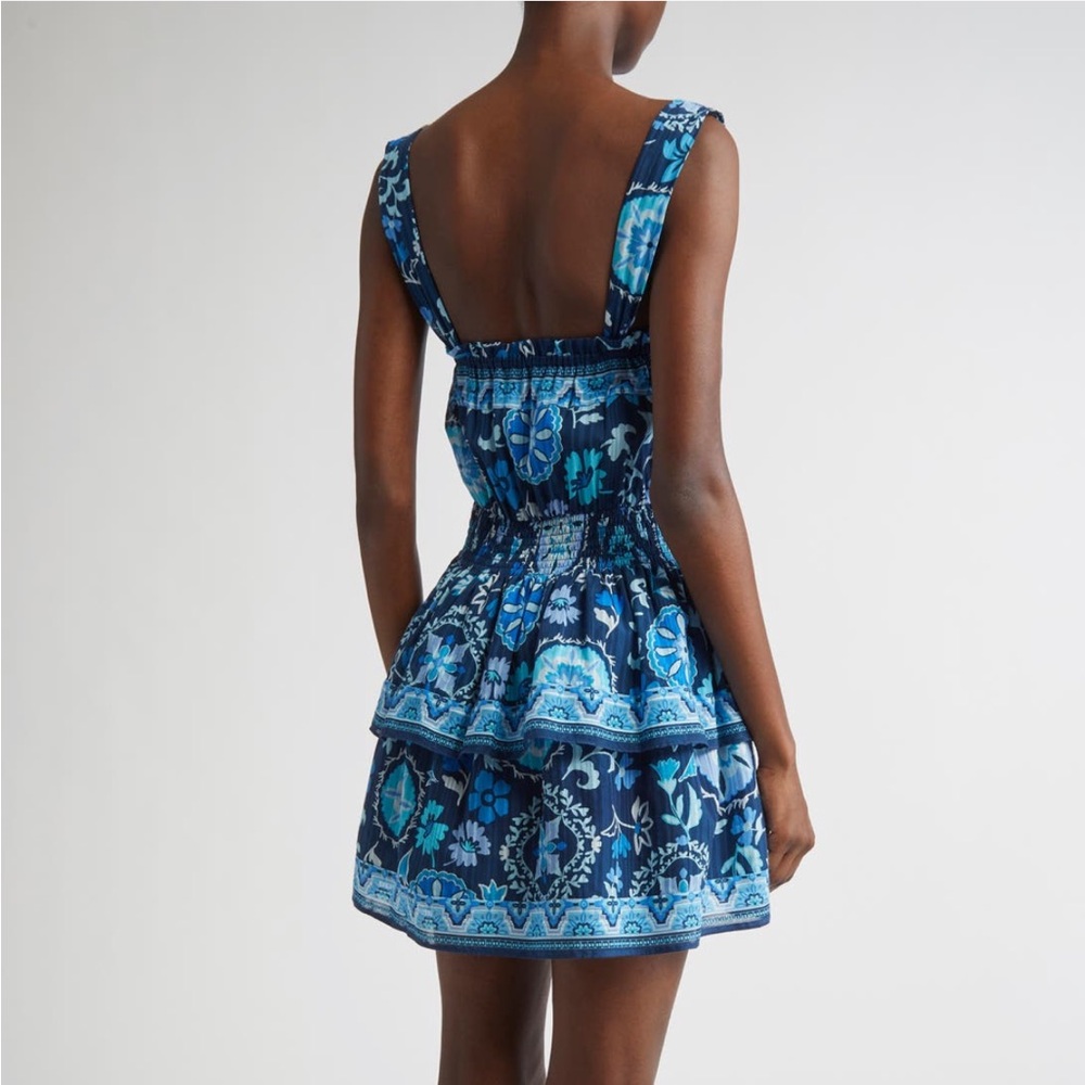 NWT RAMY BROOK Alicia Mixed Print Cotton Blend Mini Dress Blue Small - Picture 2 of 13
